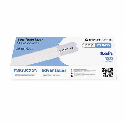 Recharges jetables papmAm Soft STALEKS PRO Expert 180 grit 140 × 20 mm avec base mousse, 25 pièces