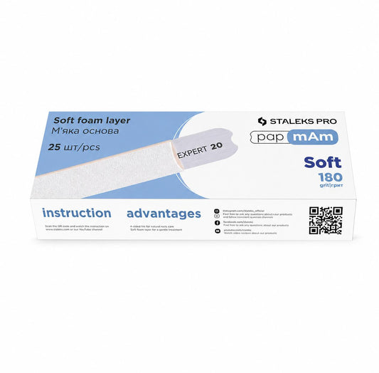 Recharges jetables papmAm Soft STALEKS PRO Expert 180 grit 140 × 20 mm avec base mousse, 25 pièces