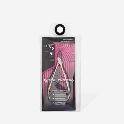 Pince à cuticules professionnelle STALEKS PRO EXPERT 10 NE-10-9 avec lames de 9 mm en acier inoxydable pour manucure et pédicure professionnelles.