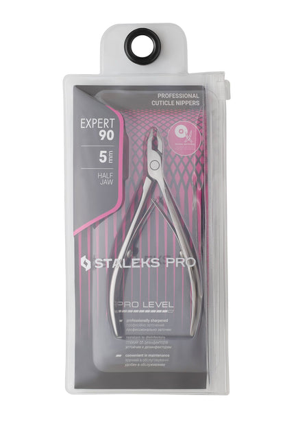 Pince à cuticules STALEKS PRO EXPERT 90 avec lames de 5 mm en acier inoxydable professionnel