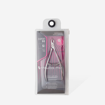 Pince à cuticules professionnelle STALEKS PRO EXPERT 91 NE-91-5 avec lames de 5 mm en acier inoxydable pour manucure et pédicure professionnelles.