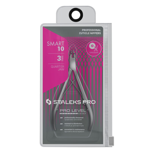 Pince à cuticules STALEKS PRO SMART 10 avec lames de 3 mm en acier inoxydable professionnel