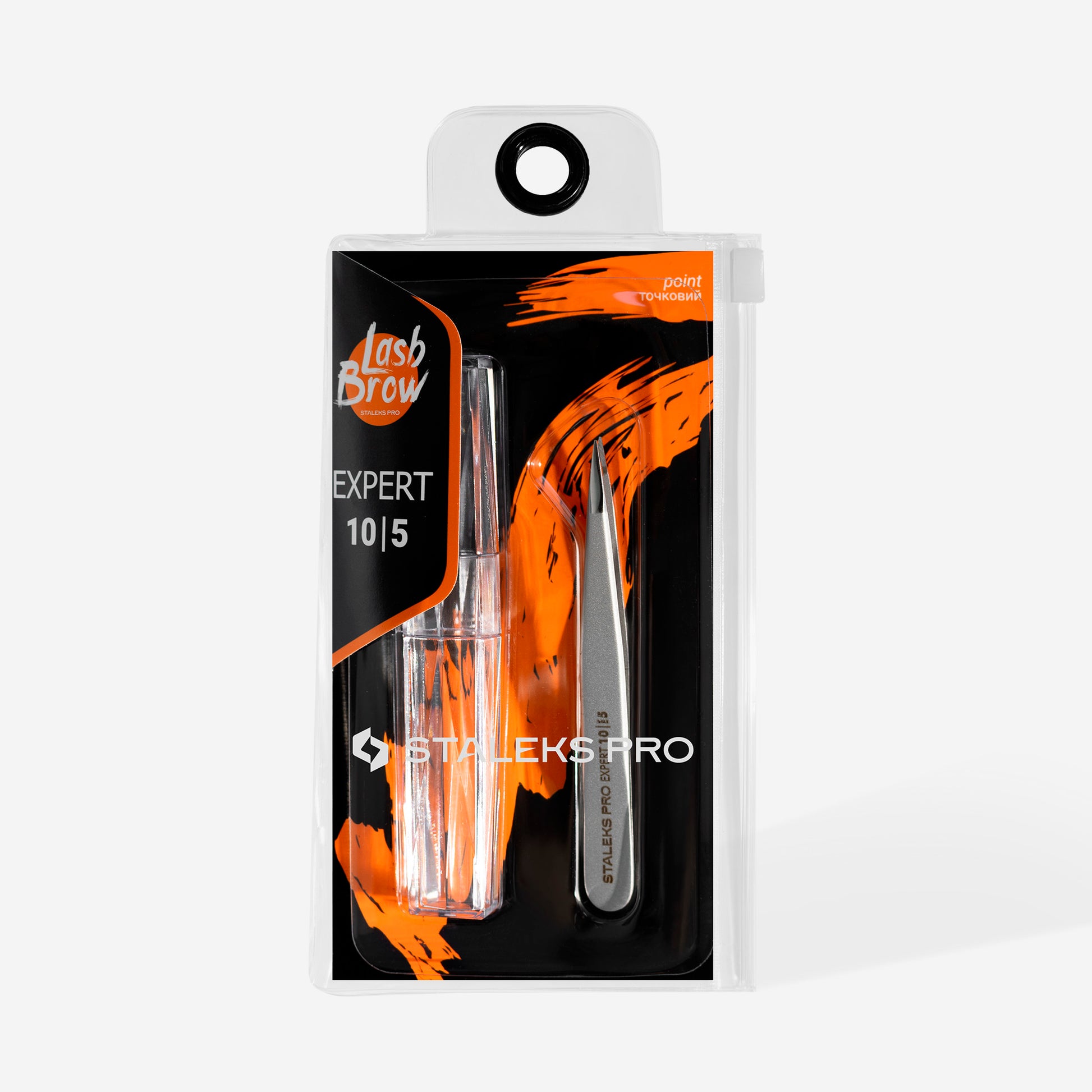 Pince à épiler professionnelle STALEKS PRO EXPERT 10 TYPE 5 TE-10/5 à mors pointus pour sourcils et poils incarnés