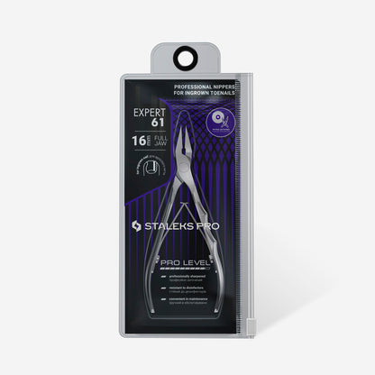 Pince professionnelle STALEKS PRO EXPERT 61 NE-61-16 avec lames de 16 mm pour le traitement des ongles incarnés et la pédicure professionnelle.