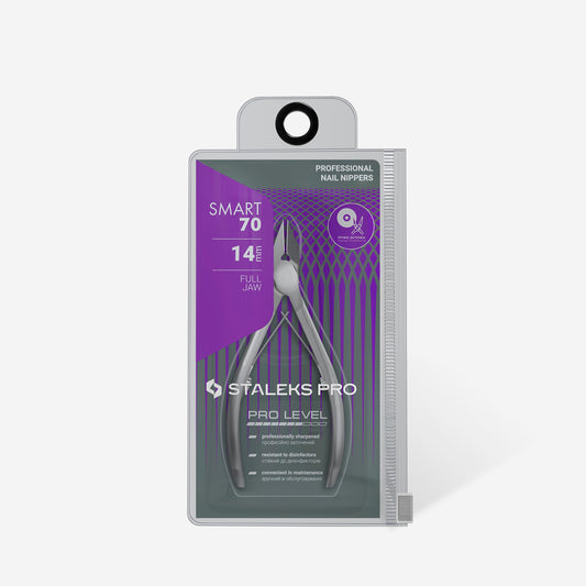 Pince à ongles professionnelle STALEKS PRO SMART 70 NS-70-14 avec lames de 14 mm en acier inoxydable pour manucure et pédicure professionnelles.