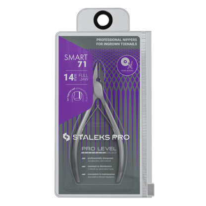 Pince professionnelle STALEKS PRO SMART 71 pour ongles incarnés – lames 14 mm, acier inoxydable et coupe précise.