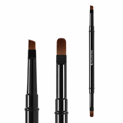 Pinceau double embout STALEKS PRO EXPERT NBE-04/09 avec pinceau gel ovale 7 mm et pinceau gel biseauté 9 mm pour modelage et application professionnelle du gel