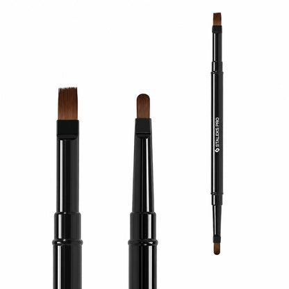 Pinceau double embout STALEKS PRO EXPERT NBE-04/08 avec pinceau ovale 4 x 7 mm et pinceau droit 6 x 10 mm pour application professionnelle de gel UV