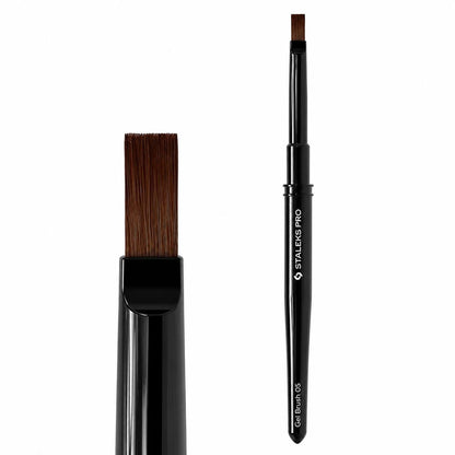 Pinceau gel droit STALEKS PRO EXPERT NBE-05 avec fibres synthétiques 5 x 8,5 mm pour application de gel UV, polygel et modelage des ongles