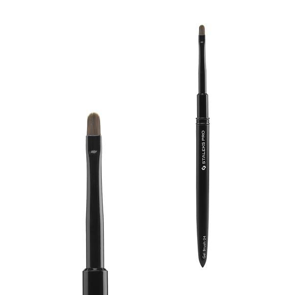Pinceau gel professionnel STALEKS PRO EXPERT NBE-04 avec fibres ovales 4 x 7 mm pour application de gel UV, base et top coat