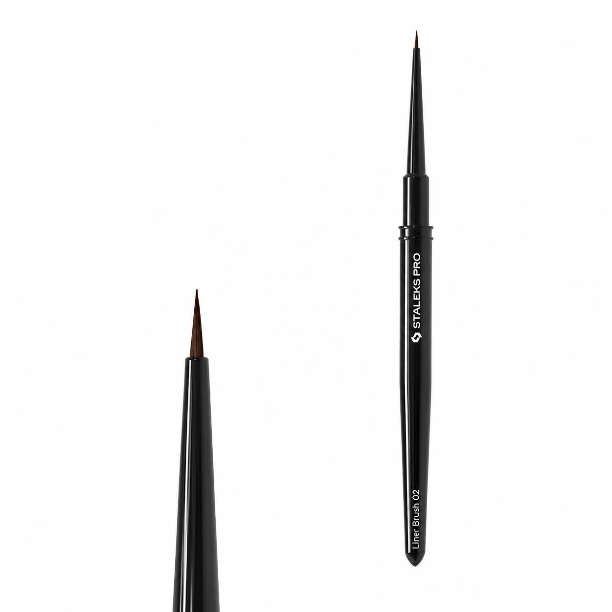 Pinceau liner fin STALEKS PRO EXPERT NBE-02 avec fibres synthétiques 1 x 5 mm pour nail art, French manucure et dessins de précision