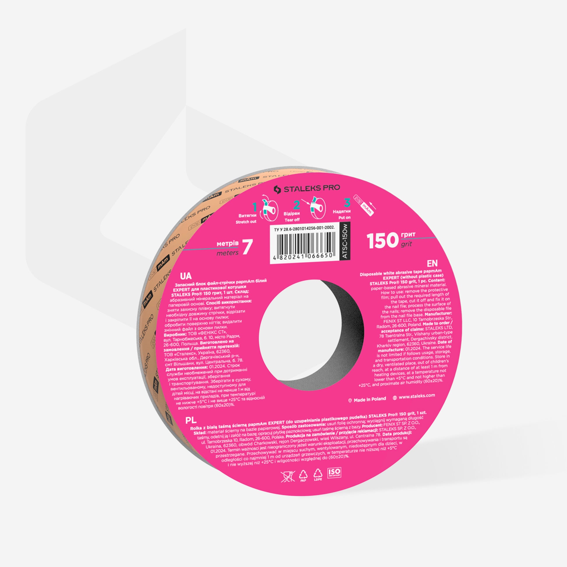 Recharge rouleau abrasive STALEKS PRO EXPERT ATSC-150w grain 150 pour système Donut