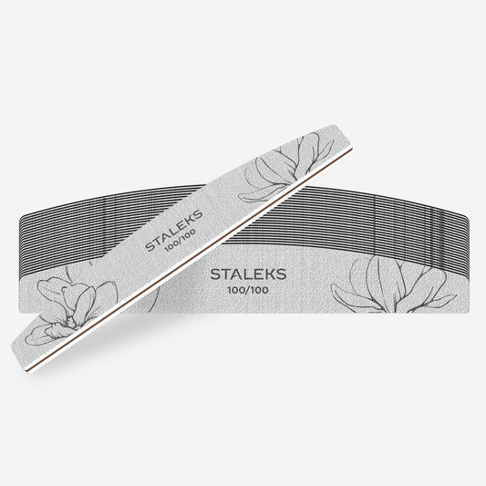 Lime minérale jetable STALEKS PRO EXPERT 40 demi-lune 100/100 grit pour manucure et pédicure professionnelles, lot de 25 pièces.
