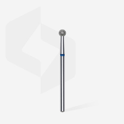 Fraise diamantée boule STALEKS PRO EXPERT FA01B035 diamètre 3,5 mm avec abrasivité moyenne bleue pour le traitement professionnel de la cuticule et les soins de pédicure.