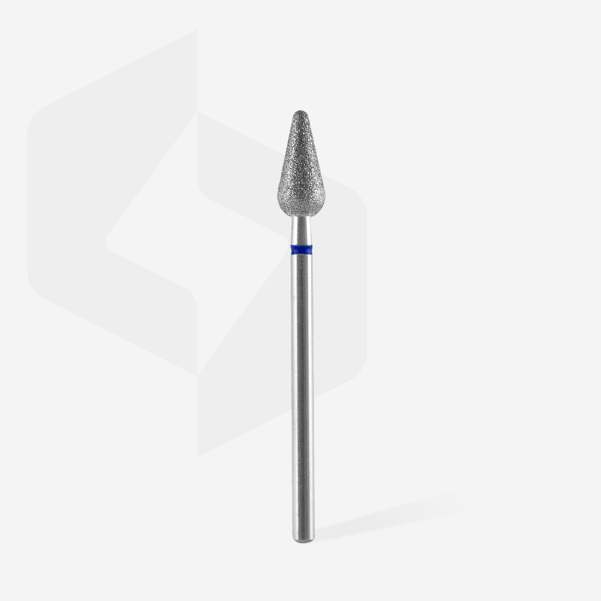 Fraise diamantée STALEKS PRO EXPERT FA101B050/12 forme poire arrondie bleue 5 mm pour le traitement des cuticules, du ptérygion et les soins professionnels de manucure et pédicure.