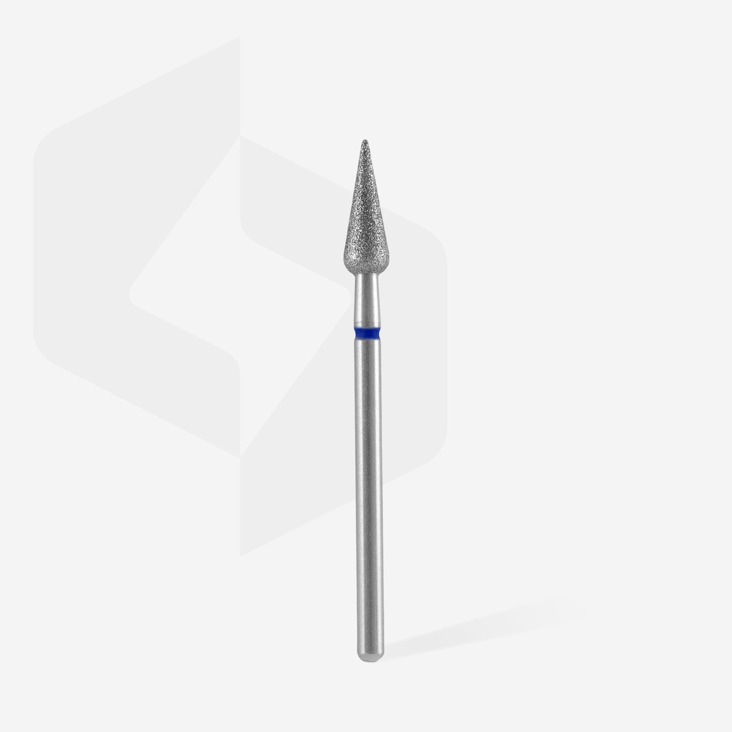 Fraise diamantée STALEKS PRO EXPERT FA100B040/12 poire pointue bleue 4 mm pour la manucure et la pédicure professionnelles, adaptée au traitement des cuticules, replis latéraux, fissures et callosités.