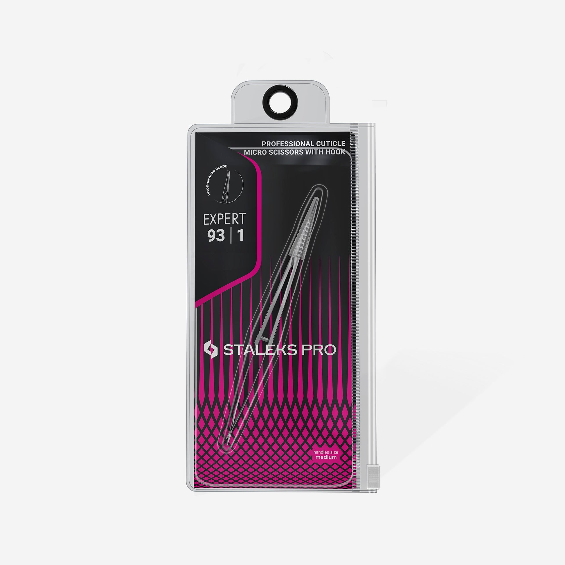 Tweezers-ciseaux professionnels STALEKS PRO EXPERT 93 TYPE 1 SE-93/1 à pointe crochet pour cuticules, sourcils et extensions de cils.
