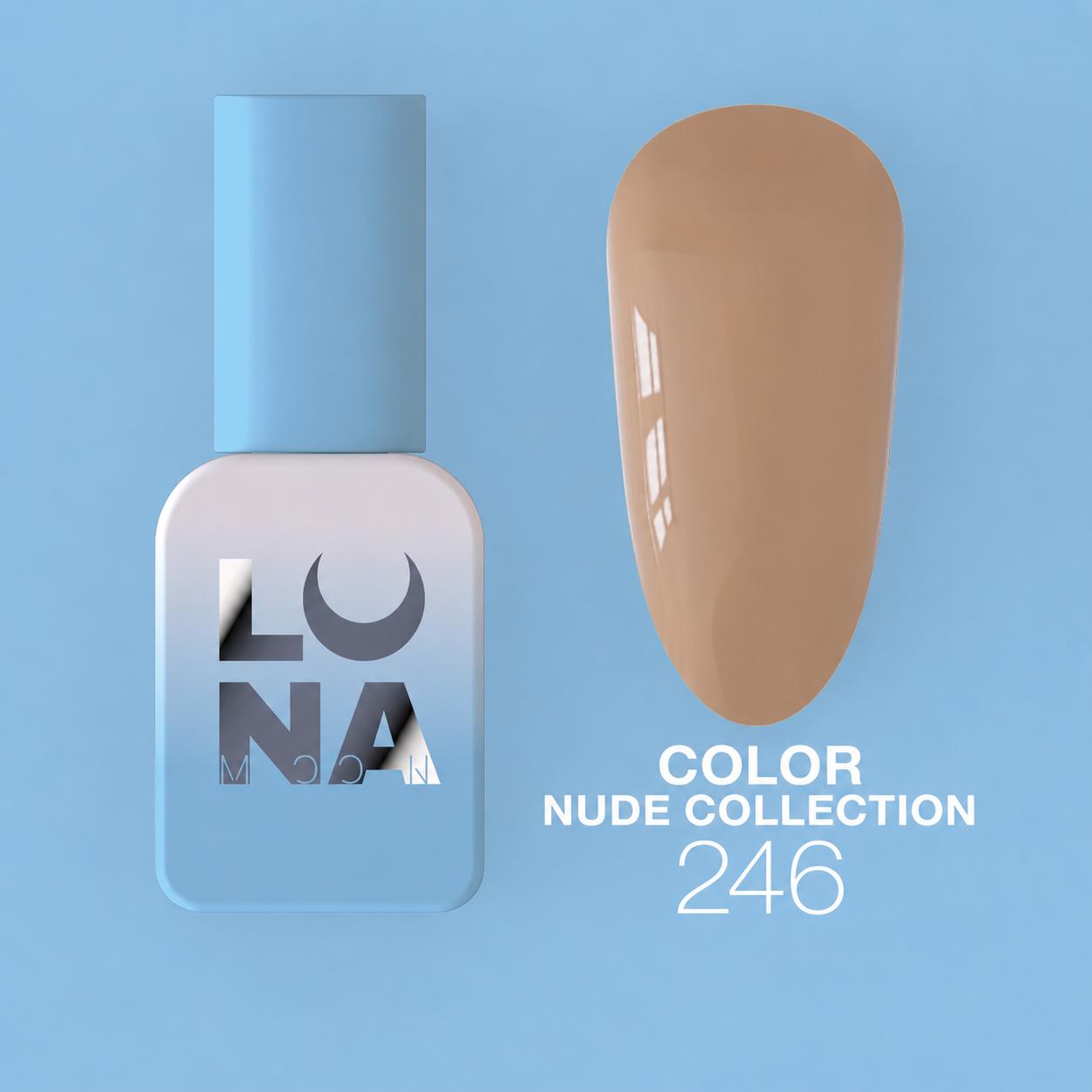 Vernis semi-permanent Color №246 hautement pigmenté avec texture auto-égalisante et finition brillante pour manucure professionnelle.