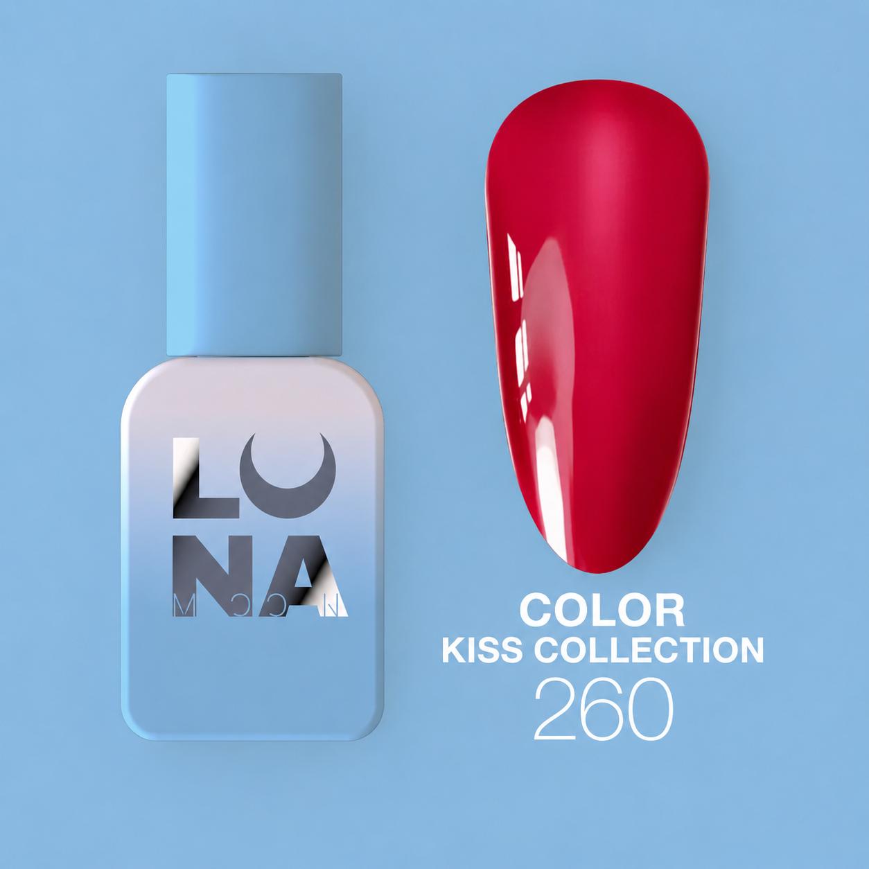 Vernis semi-permanent Color Kiss №260 à effet vitrail translucide avec finition brillante et formule TPO FREE pour nail art professionnel.