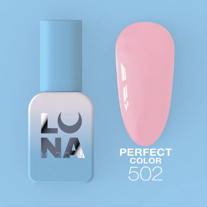 Vernis semi-permanent LUNAmoon Perfect Color 502 collection printemps-été avec couleurs tendance, finition brillante et formule TPO FREE.