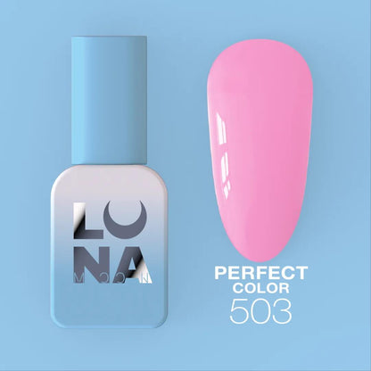 Vernis semi-permanent LUNAmoon Perfect Color 503 collection printemps-été avec couleurs tendance, finition brillante et formule TPO FREE.