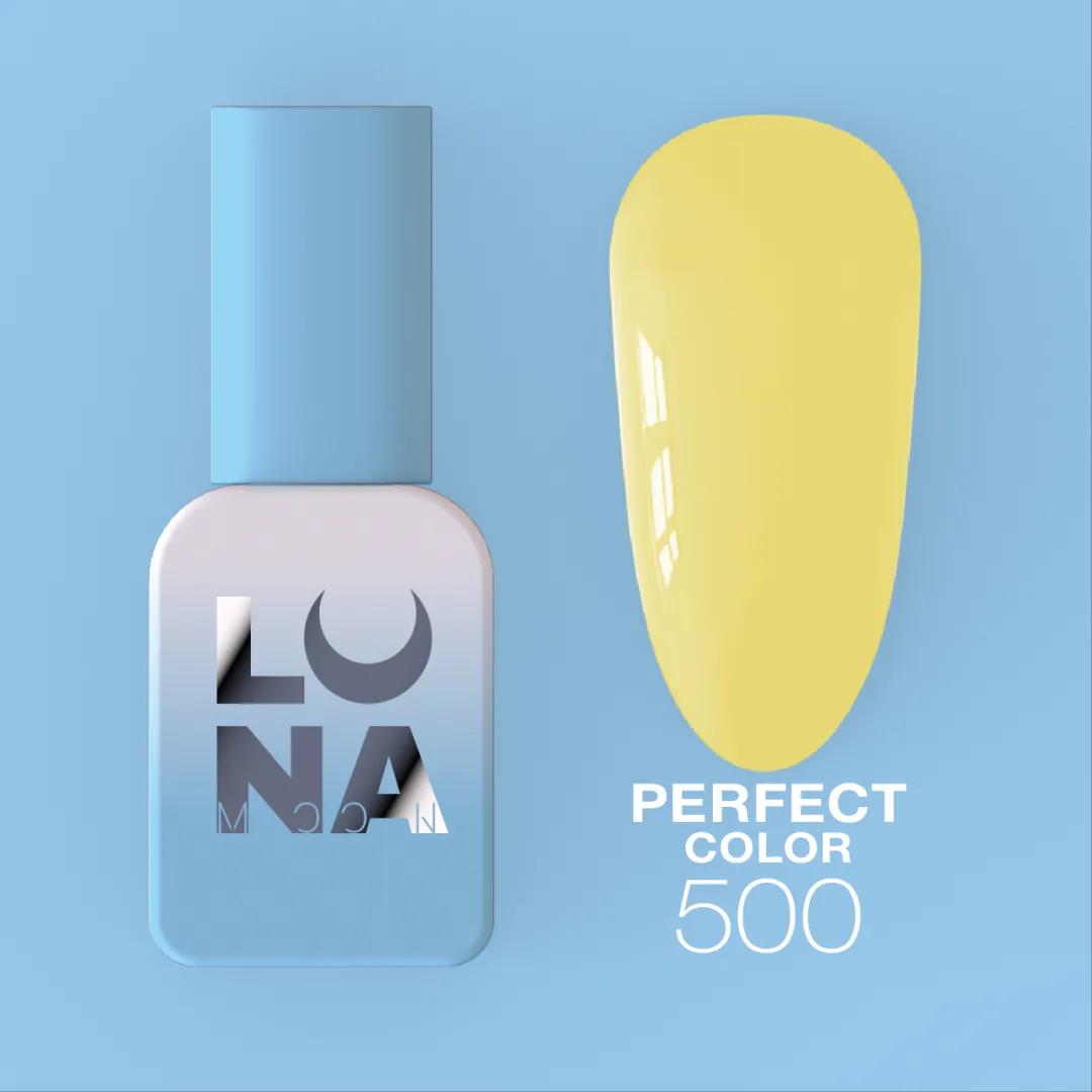 Vernis semi-permanent LUNAmoon Perfect Color 500 collection printemps-été avec couleurs tendance, finition brillante et formule TPO FREE.